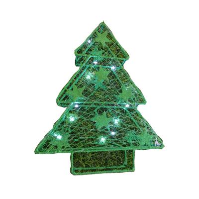 China Outdoor Decorative 3D Christmas Tree Iron Frame LED Light Green Christmas H30cm IP44 for sale