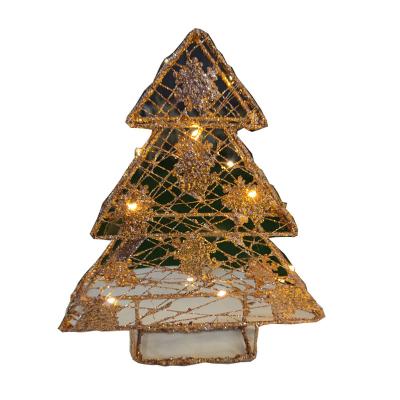 China 3D Outdoor Decorative Color Christmas Tree Iron Frame LED Christmas Light Mounted Gold h30cm for sale