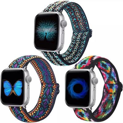 China Adopt Elastic Braided Solo Loop Band Drop Shipping 2022 New Apple Watch Band Adjustable Elastic Nylon Braided Band for Apple Watch and iWatch Strap for Series 7 for sale