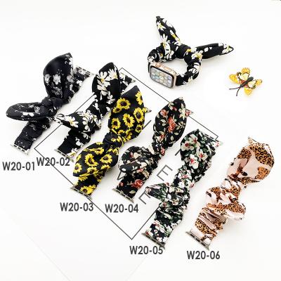 China Rabbit design factory sale rabbit ear elastic scrunchy band for apple watch series Se 6 5 4 3 2 1, 44mm 42mm 40mm 38mm i watch strap for sale