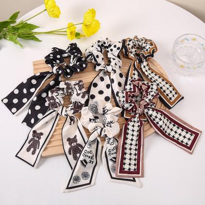 China New fashion fancy hair design summer hair scrunchies girls elastic bands different colors with scarf for sale