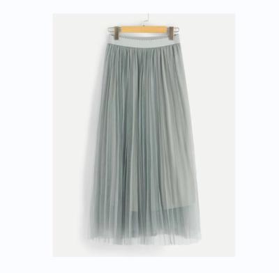 China Anti-Static Ladies Long Pleated Skirt Autumn High Waist Casual Stretch Party Midi Dress for sale