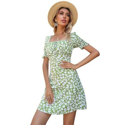 China Wefans washable cheap women's thin European and American floral pleated lace-up new style of 2022 summers fall birthday dress for sale