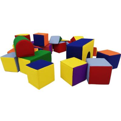 China PU Leather Fabric 28 Pcs Soft Play Blocks Soft Foam Toy Building And Stacking Blocks For Kids for sale