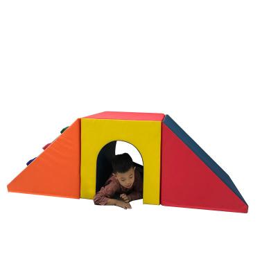 China Baby Leather Toddler Large PU Fabric Foam Block Tunnel Soft Maze Climber Foam Play Indoor Set for sale