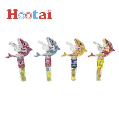 China Normal Hot Selling Plastic Shark Shaped Whistling Toy Kids Toy Candy With Tube for sale