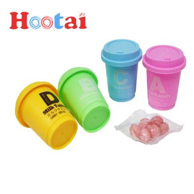 China Natural Tablet Candy Juice Cup Milk Tea Bottle Shape Fruit Flavor Press Candy Toy Candy For Kids for sale