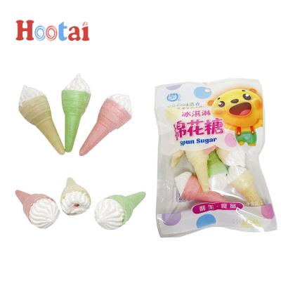 China Natural Fruity Flavored Sweet Colorful Candy Ice Cream Cone Marshmallow With Jam for sale