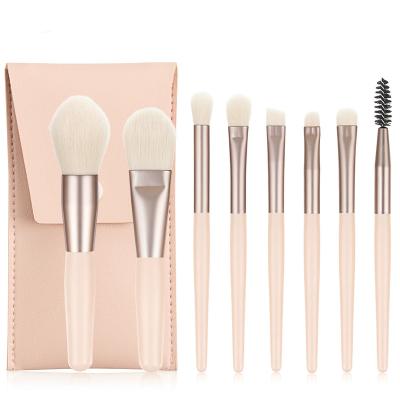 China Angular Blush 8 Pcs Mini Travel Portable Soft Singles Makeup Brush Set Private Label Custom Logo Make Up Brush Brush for sale