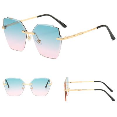 China Fashion 2021 Wholesale New Design Sunglasses Women DLL7719 DL Lenses Shades Rimless Gold Shades Trendy Sun Glasses for sale