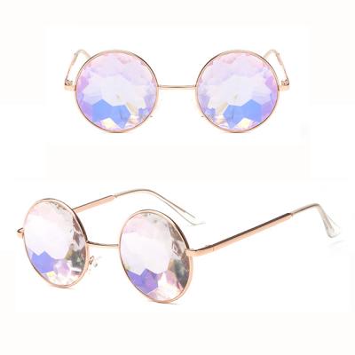 China Fashion Sunglasses Camouflage Round Ornament Party Sunglasses Holiday Metal Kaleidoscope Sunglasses for sale