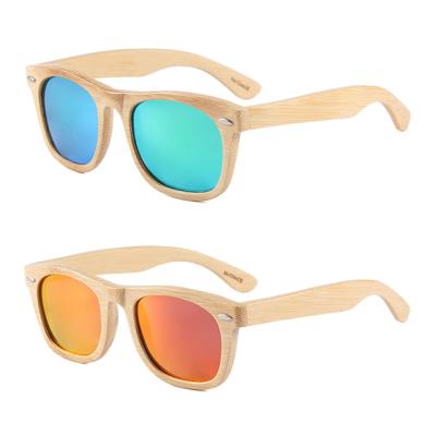 China DLK2008 Wholesale Bamboo / Wooden Sunglasses Fashion Mirrored Flat Lens Bamboo Sunglasses for sale