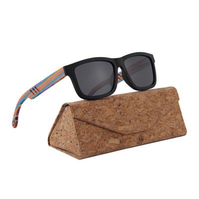 China Bamboo/Wooden Sunglasses DLK3080 Cork Frame Wood Temple Polarized Sunglasses for sale