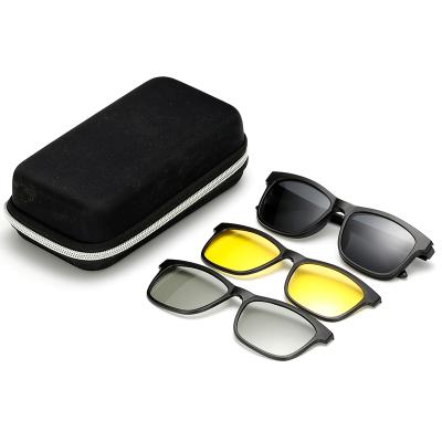 China Lightweight DLC2201 TR90 3D Polarized Clips Sunglasses Set Doleil Homme Sunglasses for sale