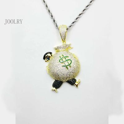 China Nickel free hop wholesale high quality icedout new custom large hip money bag man pendant for sale