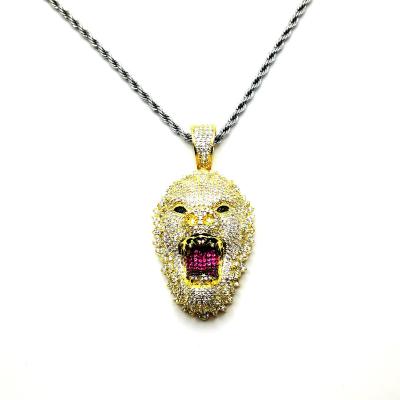 China Custom Nickel Plated Free Wholesale High Quality Icedout 925 Silver Multi Angry Lion Hip Hop 3D Color Key Sterling And Brass Pendant for sale