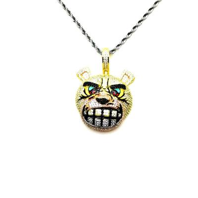 China Nickel Free Wholesale High Quality Icedout Hip Hop Custom New Two Tone Angry Bear With Enamel Pendant for sale