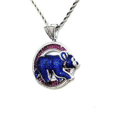 China Nickel Free Wholesale High Quality Icedout Hip Hop New Custom Blue Two Tone Grizzly Bear Pendant for sale