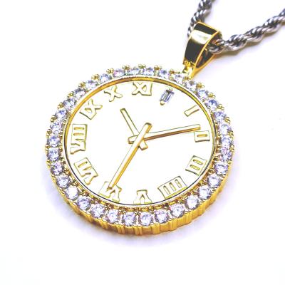 China Nickel free wholesale high quality hip hop icedout two tone fully brass and 925 sterling watch pendant for sale