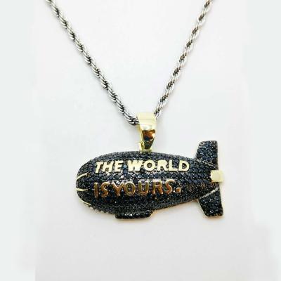 China Nickel Free Wholesale High Quality Hip Hop Icedout New Custom Black Jet Says The World Is Yours During for sale