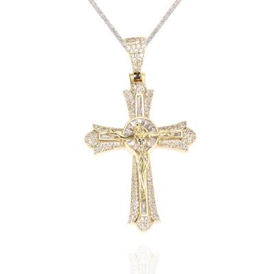 China Wholesale High Quality Real 14K 18K Hiphop Gold Plated Jesus Hip Hop With Cross Pendant for sale