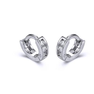 China 925 sterling silver and brass high quality wholesale nickel free fine jewelry 7mm simple channal setting small circle earring for sale