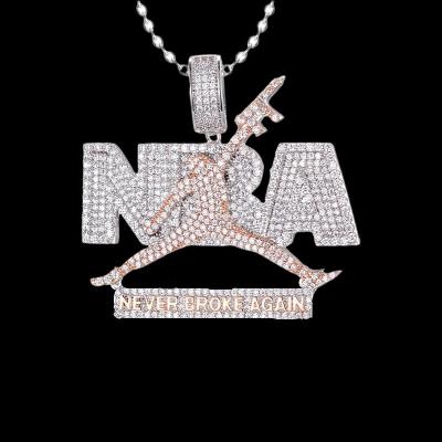 China Wholesale High Quality Nickel Free Icedout Small Hip Never Broke Hops Again With Gun Pendant for sale