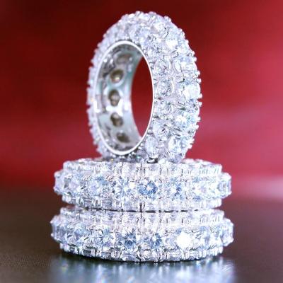 China Fashionable Wholesale High Quality Icedout Free Lead And Nickel Eternity Band Ring With Middle Row for sale