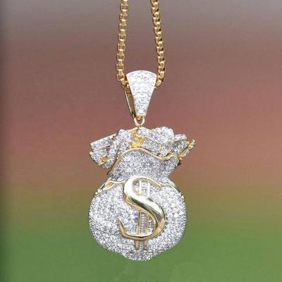 China Wholesale High Quality Nickel Free Hip Hop Icedout Money Bag Pendants for sale