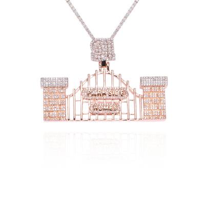 China True 14K 18K Two Tone Hip Hop Full 3D No.91 Park Side Houses Pendant Wholesale High Quality FASHIONABLE Wholesale for sale