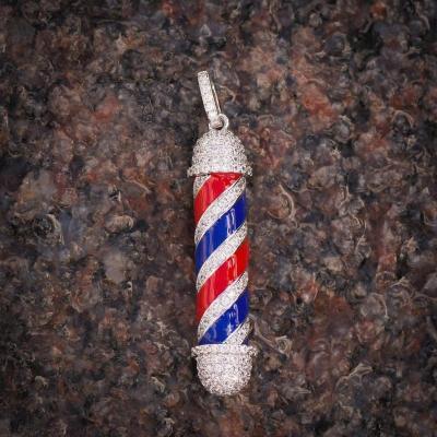 China Fashionable Hiphop Wholesale High Quality Fully Icedout Enamel Barber Pole Pendant for sale