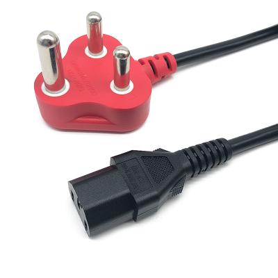 China Home Appliance South Africa / Indian 3 Pin Plug Power Cord Power Cord With IEC C13 for sale