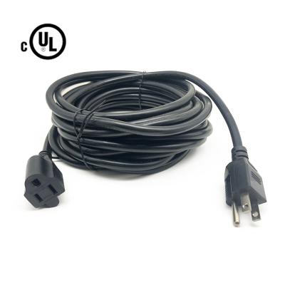 China Home Appliance Factory Direct NEMA Black 5-15P Plug In 6FT 100 FT Extension Cord 16AWG Heavy Duty With 3 Pin Plug for sale