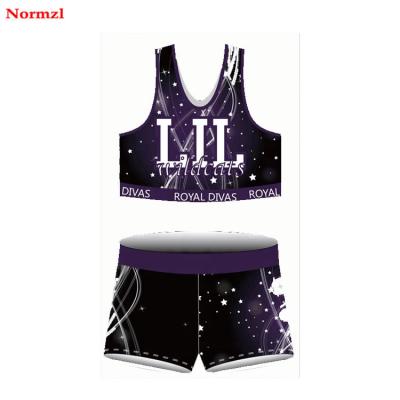 China Breathable Custom Cheerleader Costume Kids Cheerleading Practice Sports Bra Set for sale