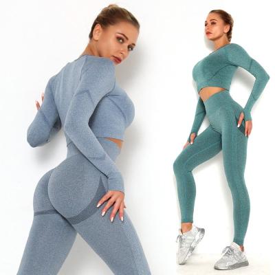 China Antibacterial Yoga Clothing Set Sports Suits Women Activewear Sports Outfits Fitness Set Athletic Wear Gym Workout Seamless Clothes For Women for sale