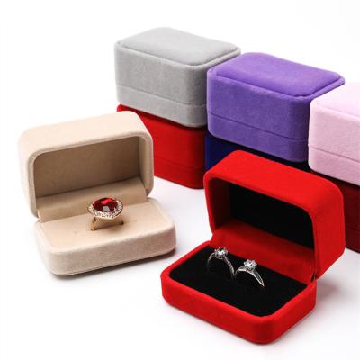 China Double Ring Storage Box Wedding Jewelry Package Square Shape Velvet Jewelry Box Show For Woman Gift Earrings Packaging for sale