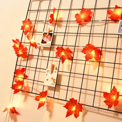 China 2M 10LED Plastic Artificial Fairy Lights Autumn Maple Leaves Garland Led for Christmas Decoration for sale