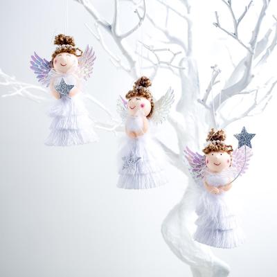 China 2019 Cute Christmas Items 2020 Angel Christmas Tree Plush Girl Plush Pendant Christmas Ornament 10.5*7cm for sale