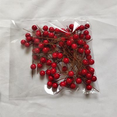 China Foam + Metal Christmas Supplies Artificial Red Holly Berry Christmas DIY Garden Decorations for sale