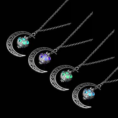 China 2019 New 2019 Hot New Moon Necklace Jewelry Women's Glowing Luminous Stone Halloween Hollow Necklace Gifts for sale