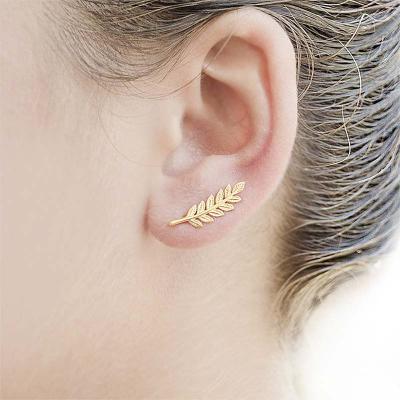 China New Fashion Leaf Shaped Trendy Stud Earring For Women Trendy Minimalism Leaves Jewelry Gift for sale