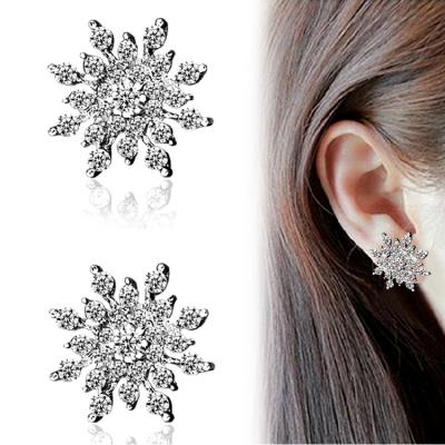 China ALLOY fashion jewelry exquisite faux stone earrings christmas snowflake flower crystal earrings wholesale for sale