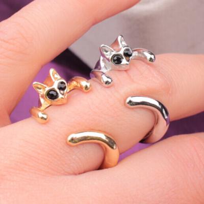 China Cat Ring Adjustable Cat Paw Simple Style Acrylic Creative Rings For Women Girl Fashion Daily Accessories Jewelry for sale