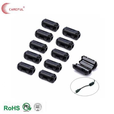 China EMI Clamp Clip On USB Cable Ferrite Core Preto Plástico 5mm Clip-On Ferrite Ring Core à venda