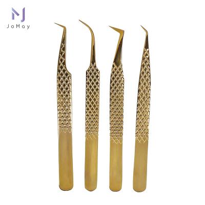 China Custom Available Jomay 90 Degree Professional Eyelash Tweezers Extension Tweezers With Handle for sale