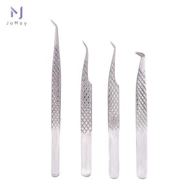 China Jomay available wholesale private label titanium boot lashes tweezers diamond handle lightweight eyelash extension tweezers with logo for sale