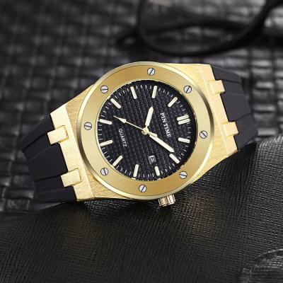 China Day/Date OEM ODM Mens Quartz Watches Luxury Silicone Strap Mens Wrist Watch Black Alloy Hand Watch For Men for sale