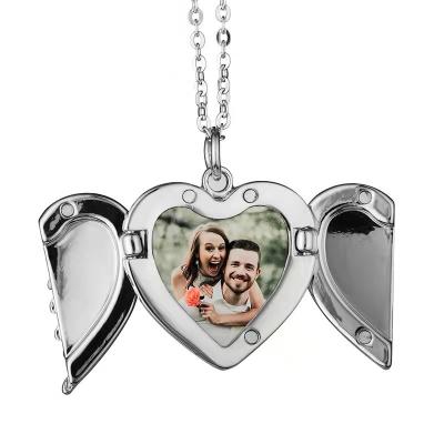 Китай Glod  Silvery Women Pendant Necklace Blank Heart Shaped Angel Wings продается