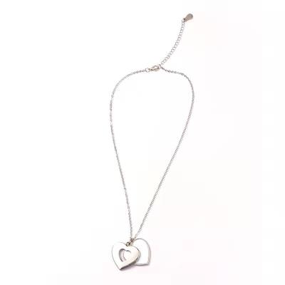 China Valentine's Day Necklace sublimation heart-shaped hollow out Necklace flat chain pendant for sale