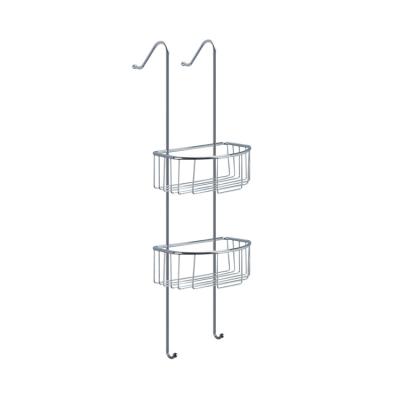 China 2 Tiers Kitchen Bathroom Wall Mounted Storage Shelf Modern Hanging Basket Wall Mounted Hanging Basket for sale